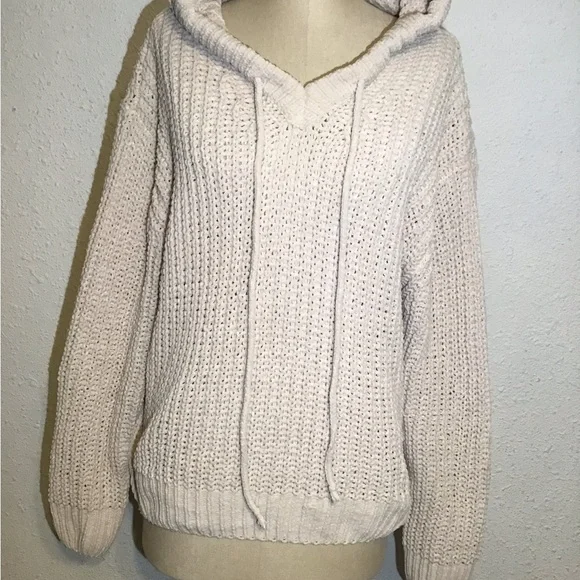 Pol chunky knit hoodie pullover sweater size medium - Picture 2 of 5